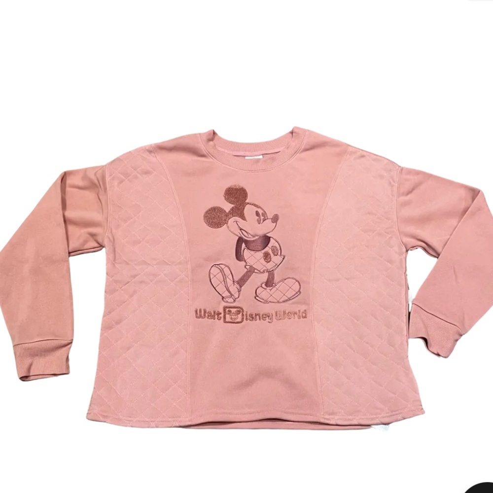 Disney World Pink Mickey Quilted Embroidered Sweatshirt Medium